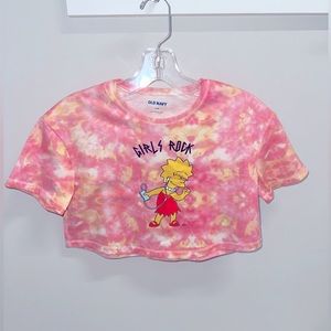 Girls The Simpsons Tye Dye Crop Top